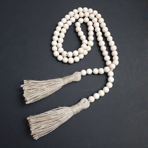 58" Farmhouse Beads Wood Bead Garland with Tassels